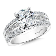 14K White Gold Channel and Pave-Set Diamond Engagement Ring