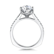 14K White Gold Floral Shape Halo Engagement Ring