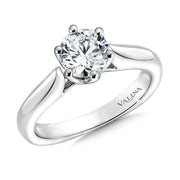 14K White Gold Six-Prong Solitaire Tulip Engagement Ring
