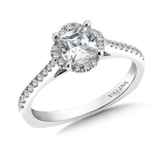 14K White Gold Round Halo Princess Diamond Engagement Ring