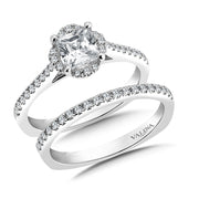 14K White Gold Round Halo Princess Diamond Engagement Ring