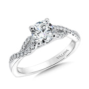 14K White Gold Twisted Diamond Engagement Ring