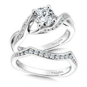 14K White Gold Twisted Bypass Diamond Engagement Ring