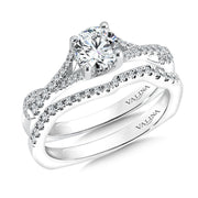 14K White Gold Petite Crossover Diamond Engagement Ring