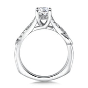 14K White Gold Asymmetrical Diamond Crossover Engagement Ring