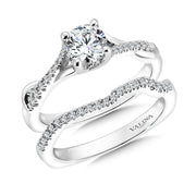 14K White Gold Asymmetrical Diamond Crossover Engagement Ring