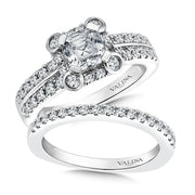 14K White Gold Halo Style Asscher Cut Engagement Ring