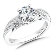 14K White Gold Pave Milgrain Diamond Engagement Ring