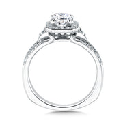 14K White Gold Halo Style Cushion Cut Engagement Ring
