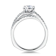 14K White Gold Crossover Bypass Diamond Engagement Ring