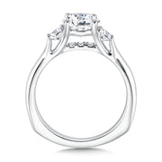 14K White Gold Classic Three Stone Diamond Engagement Ring