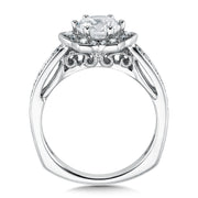 14K White Gold Bright Floral Shape Halo Diamond Engagement Ring