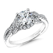 14K White Gold Braided Halo Diamond Engagement Ring