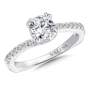 14K White Gold Bypass Double Prong Diamond Engagement Ring