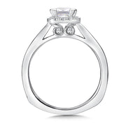 14K White Gold Princess Cushion Halo Diamond Engagement Ring