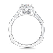 14K White Gold Halo Style Princess Cut Engagement Ring