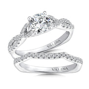 14K White Gold Crossover Diamond Engagement Ring