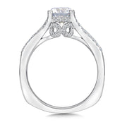 14K White Gold Diamond Scroll Crossover Engagement Ring