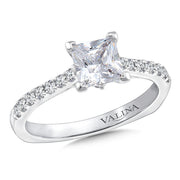 14K White Gold Princess-Cut Straight Diamond Engagement Ring