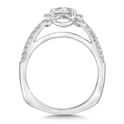 14K White Gold Princess Square Halo Engagement Ring