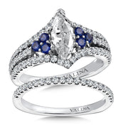 14K Two-Tone Gold Diamond & Blue Sapphire Engagement Ring