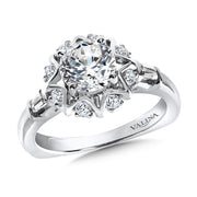 14K White Gold Star Halo Engagement Ring