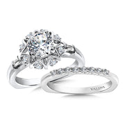 14K White Gold Star Halo Engagement Ring