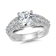 14K White Gold Side Stone Style Diamond Engagement Ring