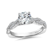 14K White Gold Criss Cross Straight Diamond Engagement Ring