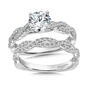 14K White Gold Criss Cross Straight Diamond Engagement Ring