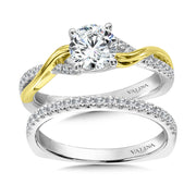 14K Two-Tone Gold Two-Tone Criss Cross Diamond Engagement Ring