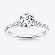 14K White Gold Solitaire Accent Stone Engagement Ring