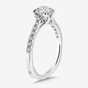 14K White Gold Solitaire Accent Stone Engagement Ring