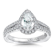 14K White Gold Pear-Shape Diamond & Halo Long Split-Shank Engagement Ring