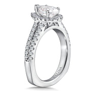 14K White Gold Pear-Shape Diamond & Halo Long Split-Shank Engagement Ring