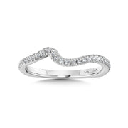 True-Fit Wedding Band for 14K White Gold Three-Stone Diamond Pave Engagement Ring