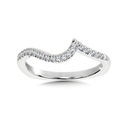 True-Fit Matching Diamond Wedding Band for 14K White Gold Diamond Double Wrap Bypass Halo Engagement Ring