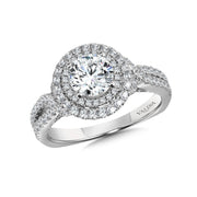 14K White Gold Fancy Double Round Halo Engagement Ring