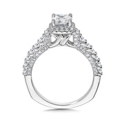 14K White Gold Diamond Square Cushion Halo Engagement Ring