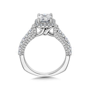 14K White Gold Square Diamond Cushion Halo Engagement Ring