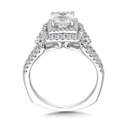 14K White Gold Diamond Cushion Halo Engagement Ring