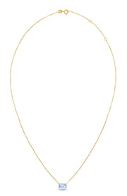 14K Yellow Gold Emerald Cut Blue Topaz Necklace