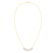 14K Yellow Gold Blue and White Topaz Dancing Drop Necklace