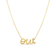 14K Yellow Gold Diamond Say "Oui" Necklace