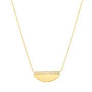 14K Yellow Gold Half Moon Diamond Necklace