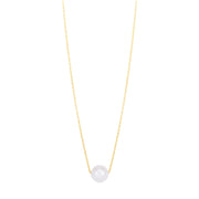 14K Yellow Gold Pearl Necklace Solitaire Necklace