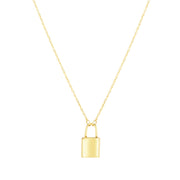 14K Yellow Gold Lock Necklace