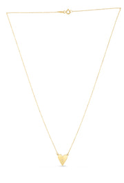14K Yellow Gold Elongated Heart Necklace