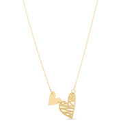 14K Yellow Gold Double Scribbles Heart Necklace