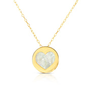 14K Yellow Gold Heart Mother of Pearl Necklace